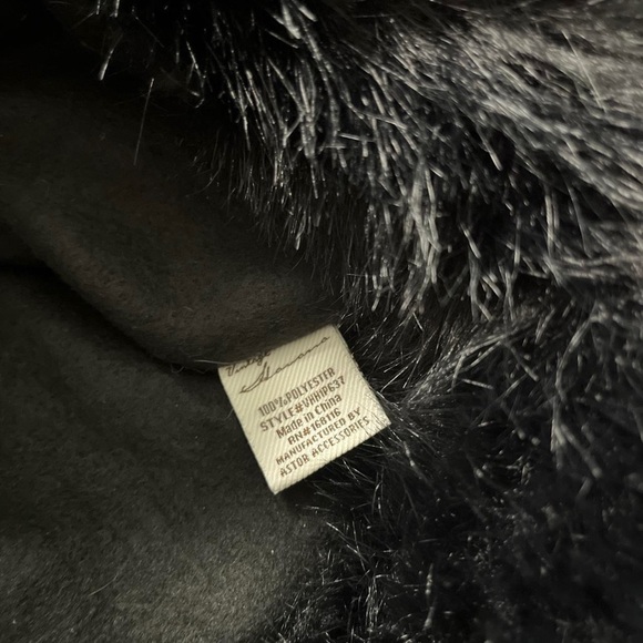 Vintage Havana black faux fur trapper big chunky hat hairy winter fleece lined - Picture 6 of 7